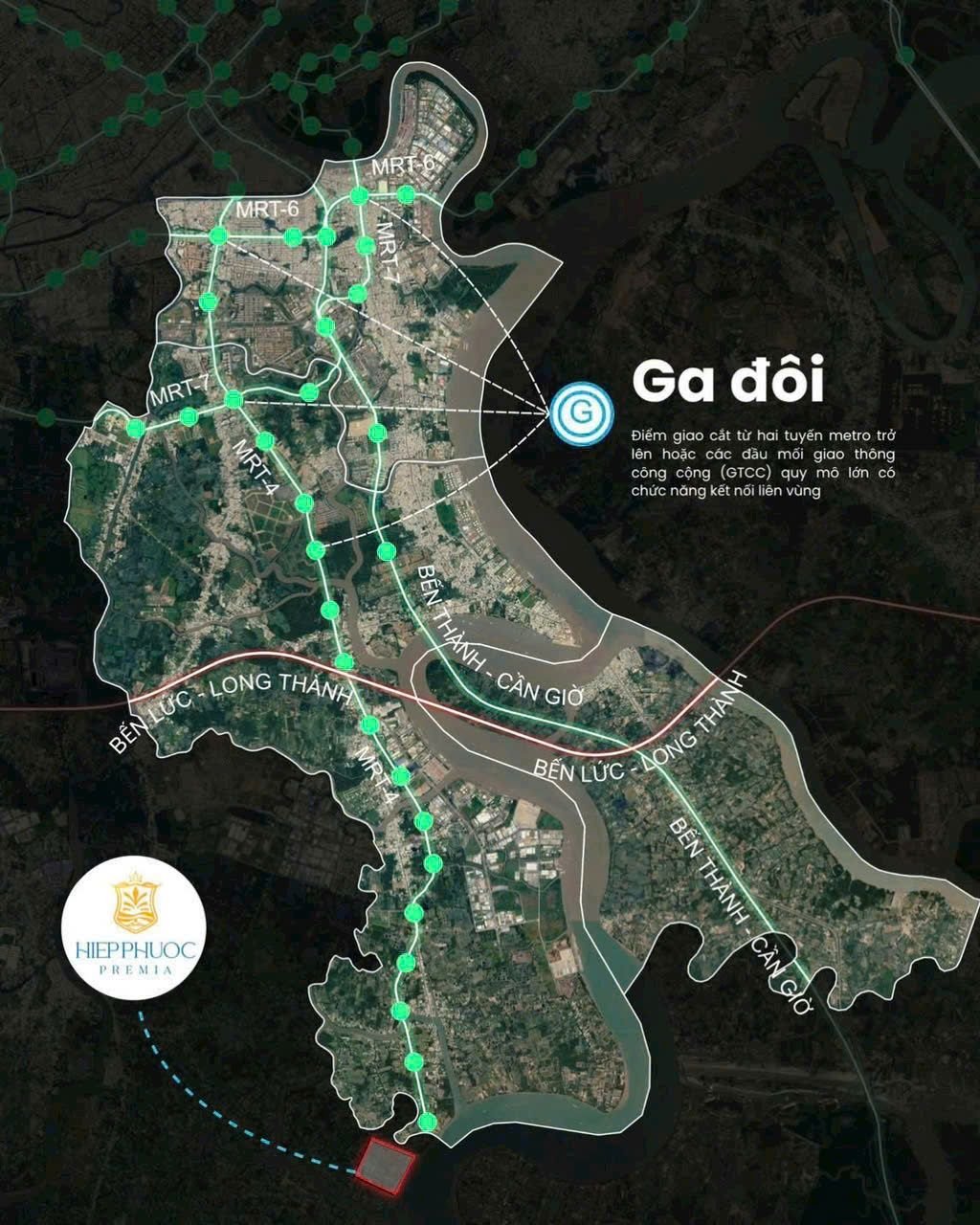 Sơ đồ tuyến metro số 4 và cao tốc Bến Lức – Long Thành về Hiệp Phước