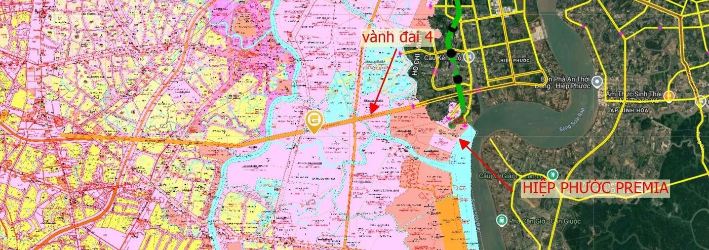 Hướng tuyến Vành đai 4 qua khu vực và vị trí Hiệp Phước Premia
