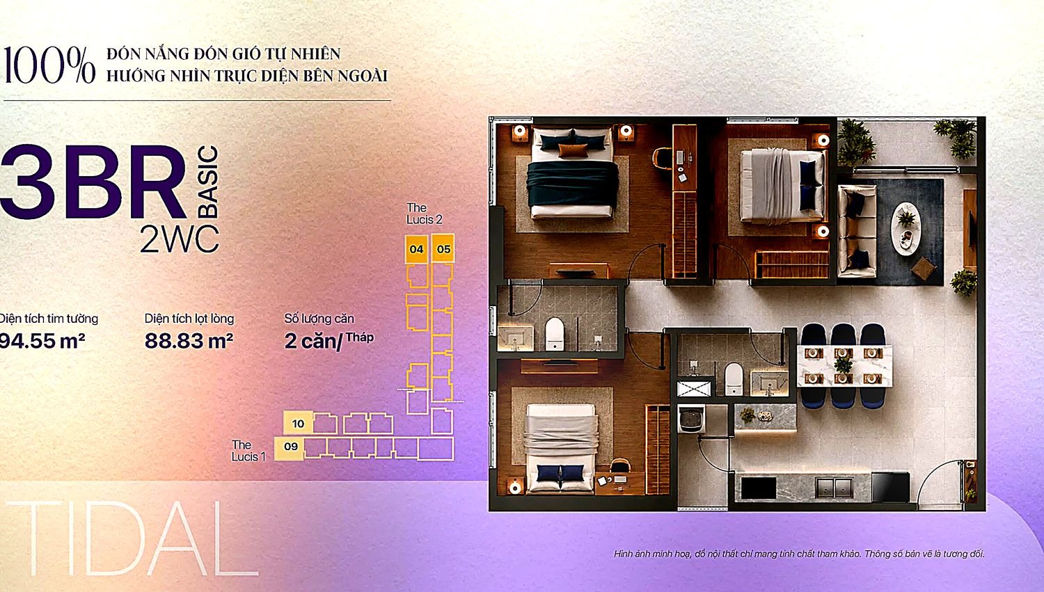 Layout căn hộ 3 phòng ngủ TT Genesis