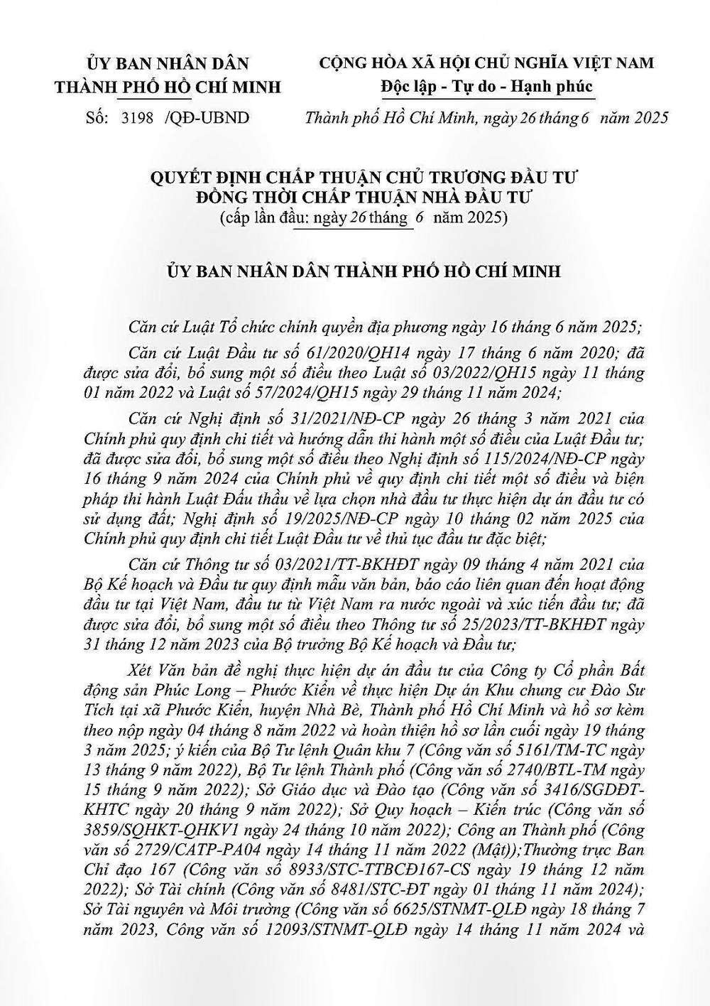 Văn bản chấp thuận chủ trương đầu tư TT Genesis