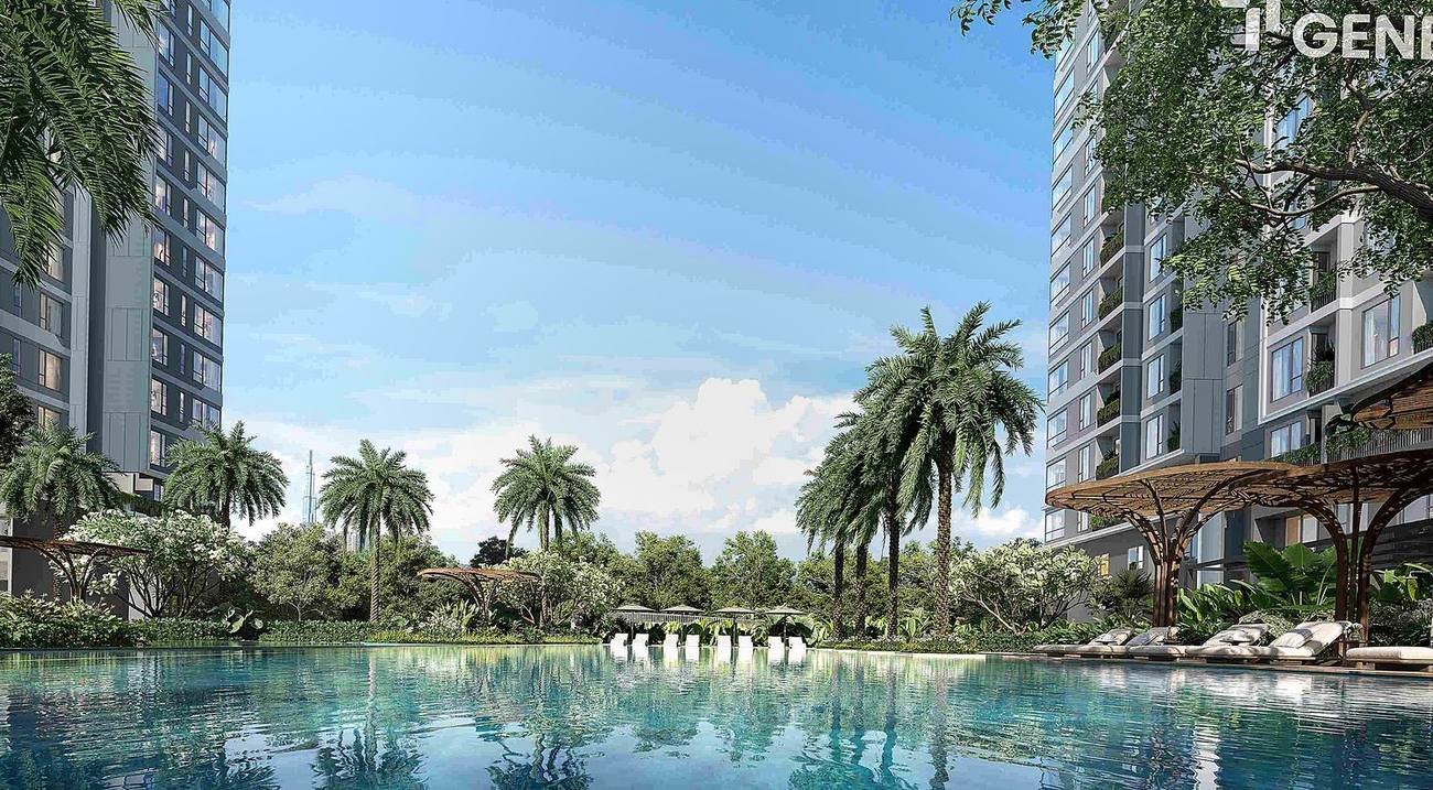 Hồ bơi cảnh quan resort TT Genesis